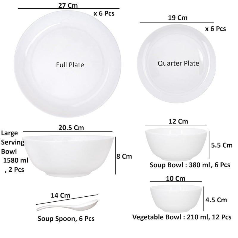 Crocera Moon White 38 Pcs Dinner Set Premium Collection Super White Microwave Dishwasher Safe OpalGlass - Image 4
