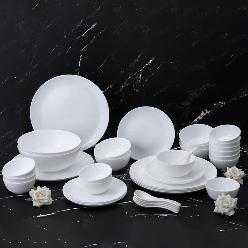 Crocera Moon White 38 Pcs Dinner Set Premium Collection Super White Microwave Dishwasher Safe OpalGlass - Image 2