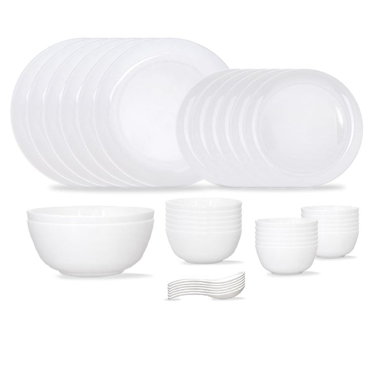 Crocera Moon White 38 Pcs Dinner Set Premium Collection Super White Microwave Dishwasher Safe OpalGlass - Image 3