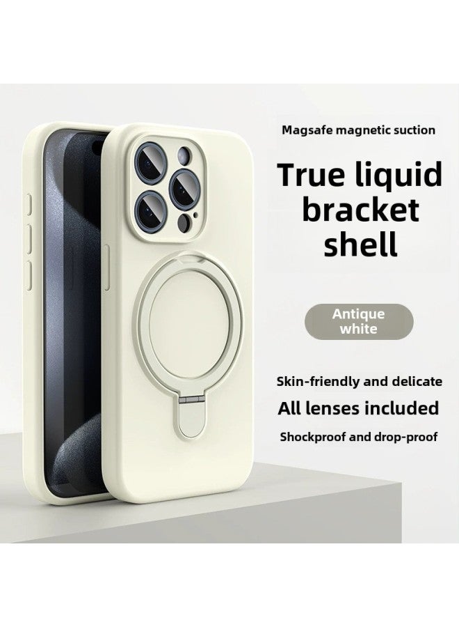 Apple 16 Mobile Phone Case Magsafe Bracket Magnetic 15promax Liquid Silicone IPhone14 Protective Cover Soft-Color:Midnight Blue Bracket Model With Packaging-Applicable Models:iPhone13