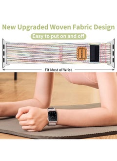 Woven Fabric Cloth Band Compatible with Apple Watch Bands 38mm 40mm 41mm 42mm 44mm 45mm 49mm, Adjustable Breathable Sport Strap for iWatch Ultra Series 8/7/6/5/4/3/2/1 SE Women Men