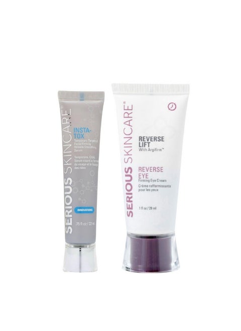 Insta-Tox Facial Firming Wrinkle Smoothing Serum And Reverse Lift Firming Eye Cream Set - Tightener For Lines, Deep Wrinkles And Pores - Temporary Lift For Face, Eye Lids And Eye Area