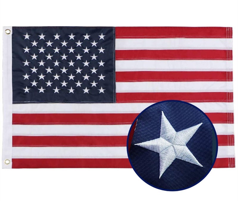 duduta 2x3 Ft American Flag Nylon USA Flag Outdoor Indoor Small US Flag Embroidered Stars Sewn Stripes Brass Grommets - Image 1