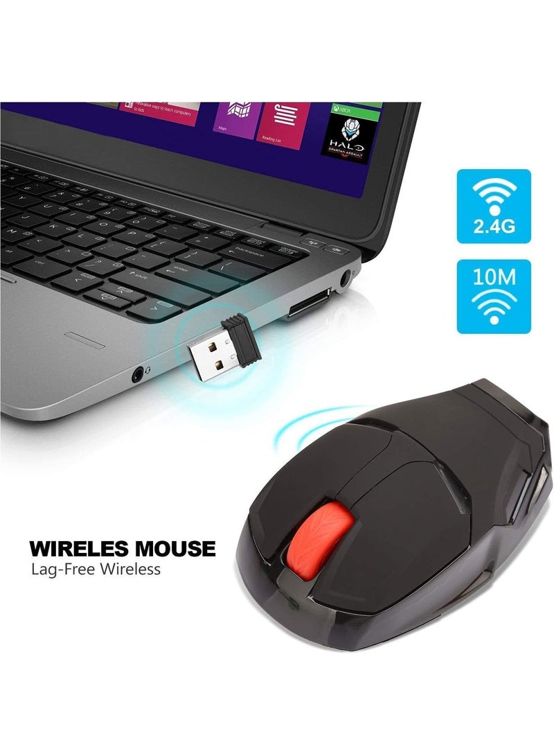 Wireless Mouse Cool Gaming Mice with USB Receiver Less Noise2.4G Portable Mobile Optical Computer Mouse for Notebook PC Laptop Computer MacBook (Black) - Image 5