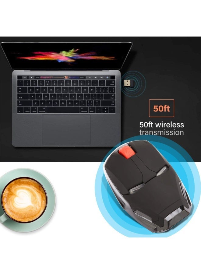 Wireless Mouse Cool Gaming Mice with USB Receiver Less Noise2.4G Portable Mobile Optical Computer Mouse for Notebook PC Laptop Computer MacBook (Black) - Image 3