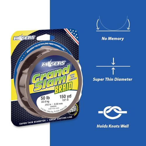 HI-SEAS Grand Slam Braid Fishing Line, 30lb / .011 inches diameter, Green, 300yd - Image 3