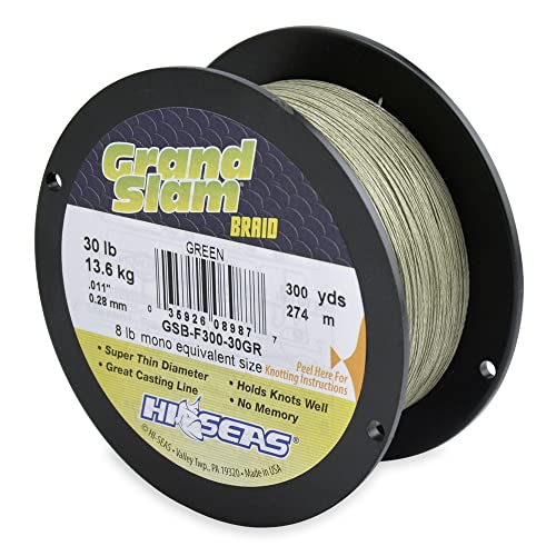 HI-SEAS Grand Slam Braid Fishing Line, 30lb / .011 inches diameter, Green, 300yd - Image 1