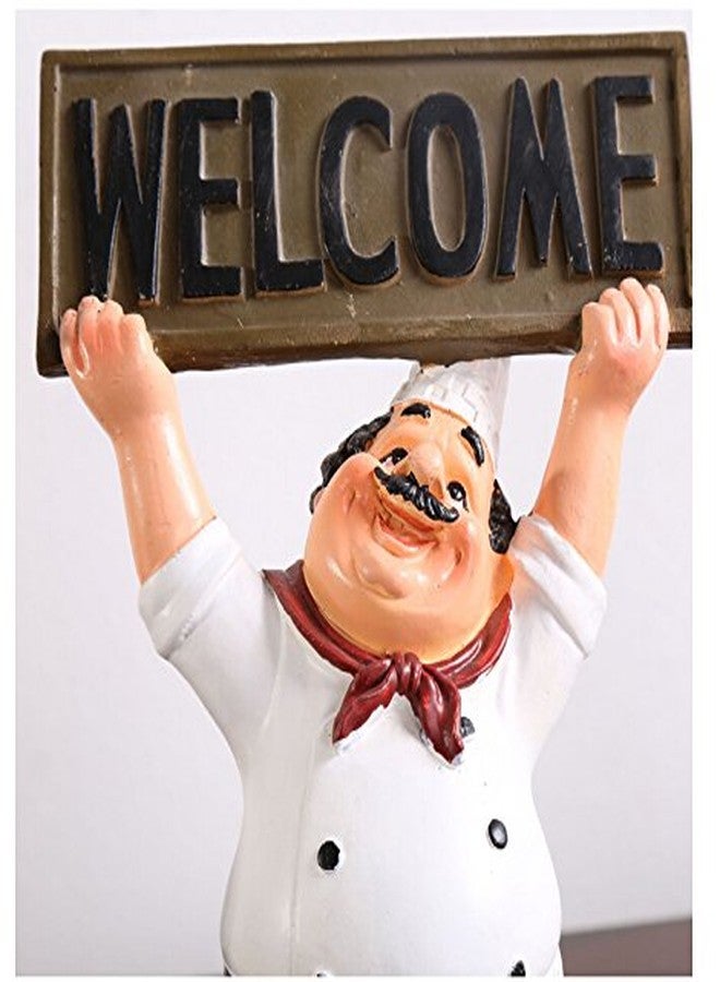KiaoTime 15016C Italian Chef Figurines Kitchen Decor with Welcome Sign Board Plaque Home Kitchen Restaurant Decor 8" - Image 3
