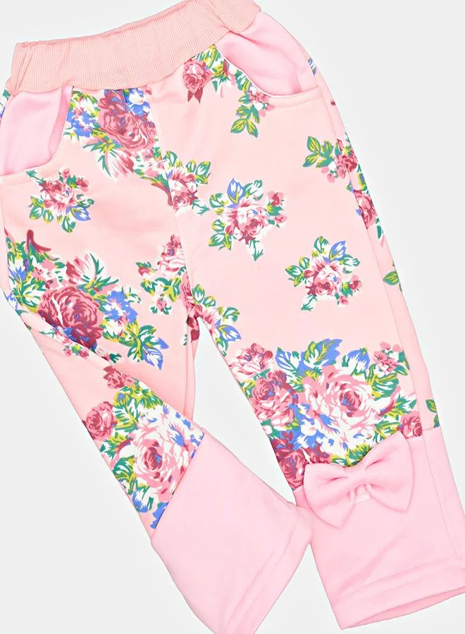babyqlo Pink Hooded Floral Doll Print Outfit Set