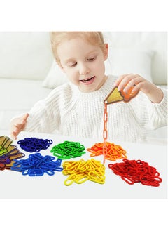 RAINBOW TOYFROG Chain Link Math Manipulatives - 240 C-Clip Chain Links & 20 Ice Cream Cards For Counting & Linking Math Games - Learning Resources For Kindergarten Sensory Bin  - Image 4