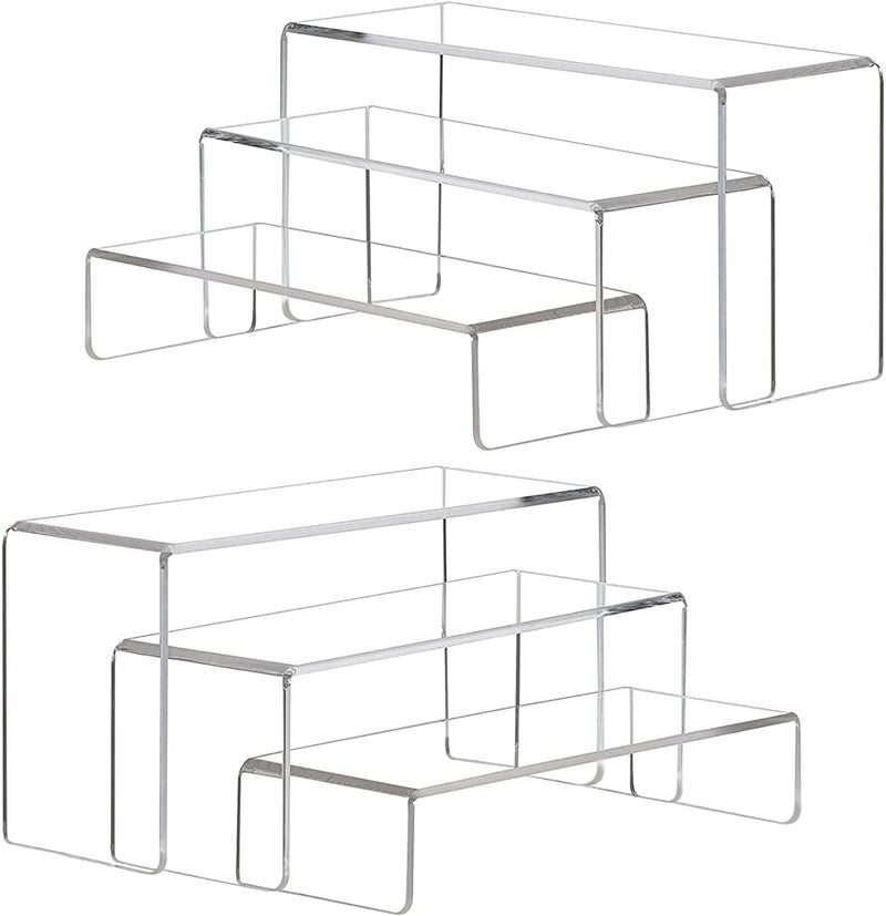 amiazi 6 pcs Clear Acrylic Showcase Risers for Dessert, Cupcakes, Shoes & Cosmetics - Image 1