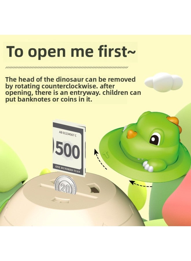Dinosaur Piggy Bank Multifunctional Children's Song Fingerprint Password Unlock Egg Children's Light Music Spray Money Egg Toy Gift-Color:Dinosaur Money-spraying Egg [english Color Box] - Image 4