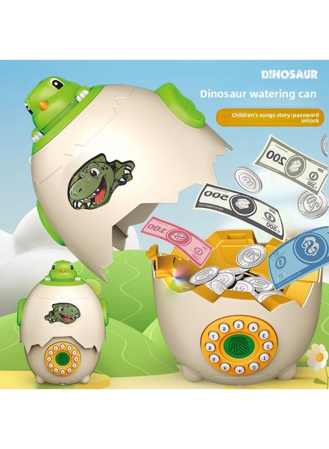 Dinosaur Piggy Bank Multifunctional Children's Song Fingerprint Password Unlock Egg Children's Light Music Spray Money Egg Toy Gift-Color:Dinosaur Money-spraying Egg [english Color Box] - Image 2