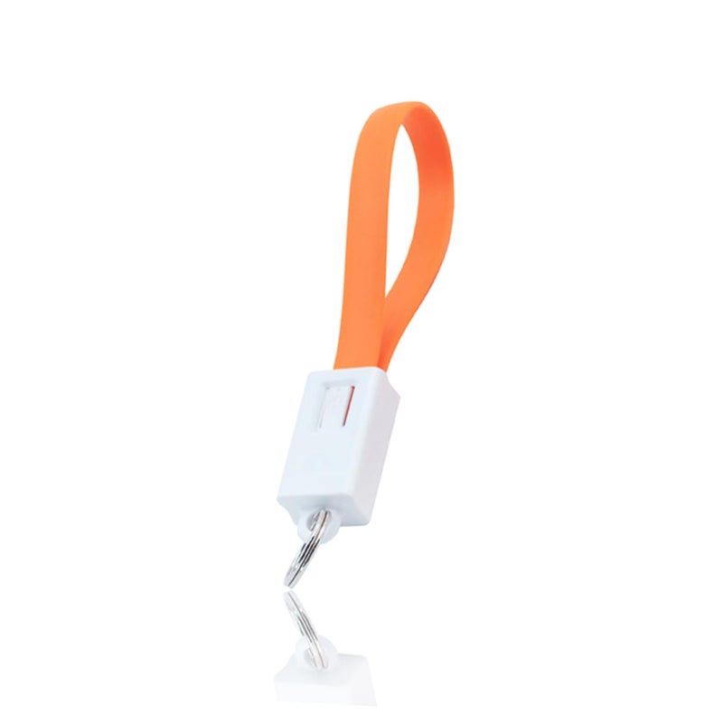 Orange USB Keychain Charging Cable Portable Compact Data Cord for Smartphones Travel Everyday Use - Image 2