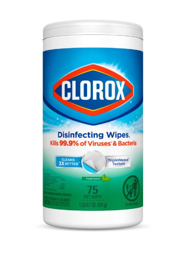 Clorox Disinfecting Fresh Scent Wet Wipes 75 Count (474G) - Image 1