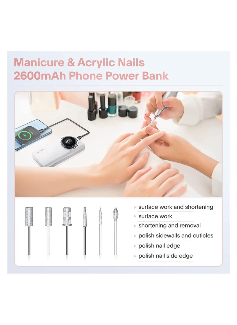 General - Rechargeable 35000RPM Nail Drill, Portable Nail Drill Machine Electric Nail E File Manicure Drill Set High-Speed Nail Tools for Nail Salon (Silver) - Image 1