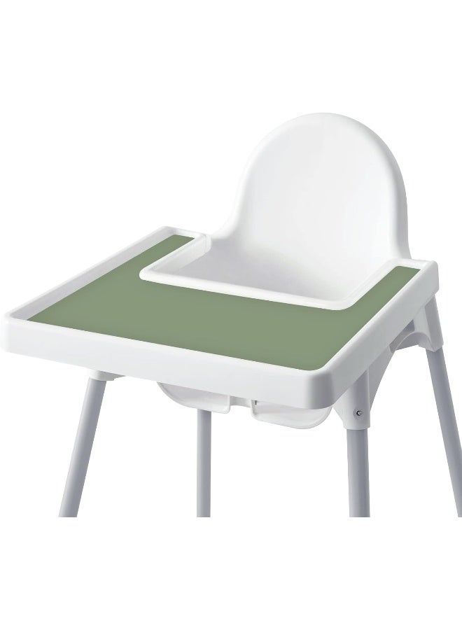 Mintlyfe حصيرة عالية الكرسي من مينتلايف لكرسي الأطفال آنتيلوب من إيكيا، حصائر سيليكون، حصيرة صينية للأطعمة الأصابع للأولاد والبنات، الأطفال، الصغار (ساج) - Image 1