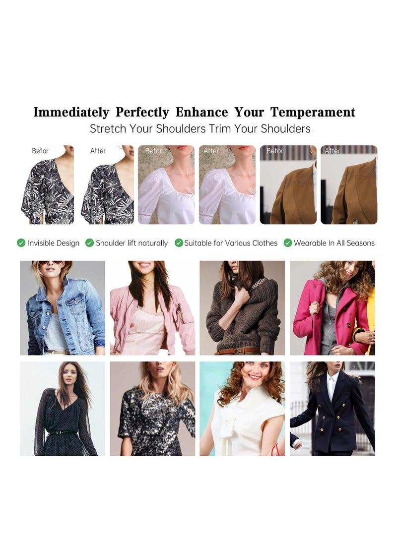 2 Pairs Set-in Shoulder Pads,  Covered Set-in Shoulder Pads, Breathable Sponge Pads Shoulder Enhancer Sewing Supplies for Women Men Blazer Suit Coat Jacket Clothes Sewing Accessories (Black + White)  - Image 5
