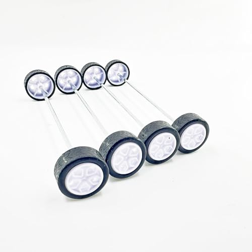 URIMPAVIDO 10PCS Small Toy Car Wheel 20mm Model Car Rubber Tire Wheels with 5PCS Shaft Round Axles for for RC Car Truck Robot DIY Model Toy Car Wheels Replace Accessories (2x20mm) - Image 2