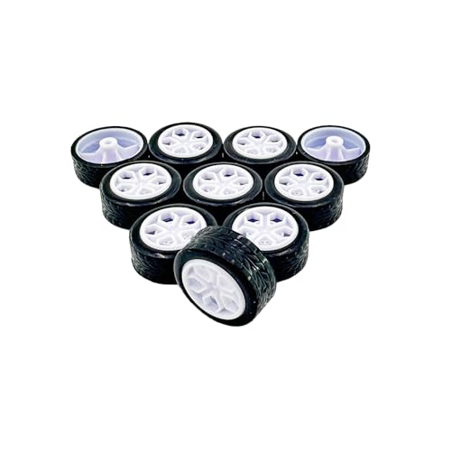 URIMPAVIDO 10PCS Small Toy Car Wheel 20mm Model Car Rubber Tire Wheels with 5PCS Shaft Round Axles for for RC Car Truck Robot DIY Model Toy Car Wheels Replace Accessories (2x20mm) - Image 5