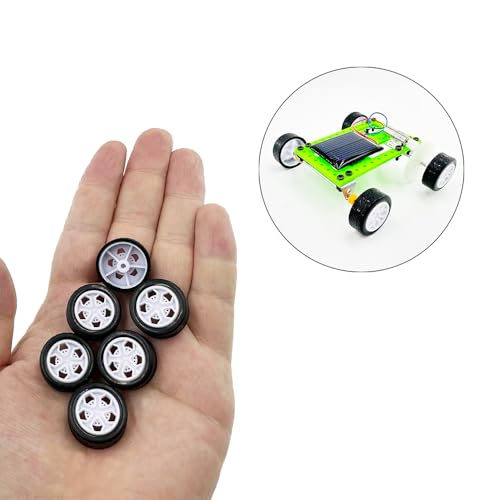 URIMPAVIDO 10PCS Small Toy Car Wheel 20mm Model Car Rubber Tire Wheels with 5PCS Shaft Round Axles for for RC Car Truck Robot DIY Model Toy Car Wheels Replace Accessories (2x20mm) - Image 3