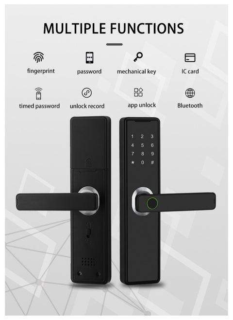 Smart door lock, Tuya smart lock fingerprint door lock keyboard door lock with fingerprint handle electronic door lock smart door lock compatible with Tuya app