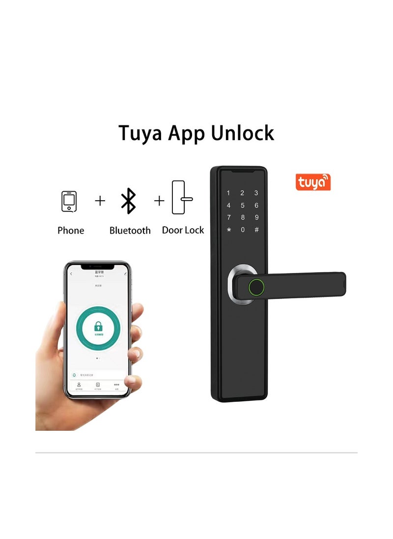 Smart door lock, Tuya smart lock fingerprint door lock keyboard door lock with fingerprint handle electronic door lock smart door lock compatible with Tuya app