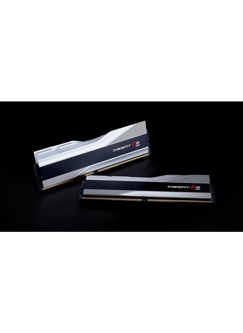 Trident - مجموعة ذاكرة سطح المكتب ثنائية القناة DDR5 من سلسلة Trident Z5 RGB سعة 32 جيجابايت (2 × 16 جيجابايت)، سرعة ذاكرة 6800 ميجاهرتز، زمن انتقال CL34 CAS، 1.40 فولت، Intel XMP 3.0، 288 دبوسًا، أسود | F5-6800J3445G16GX2-TZ5RS - Image 1