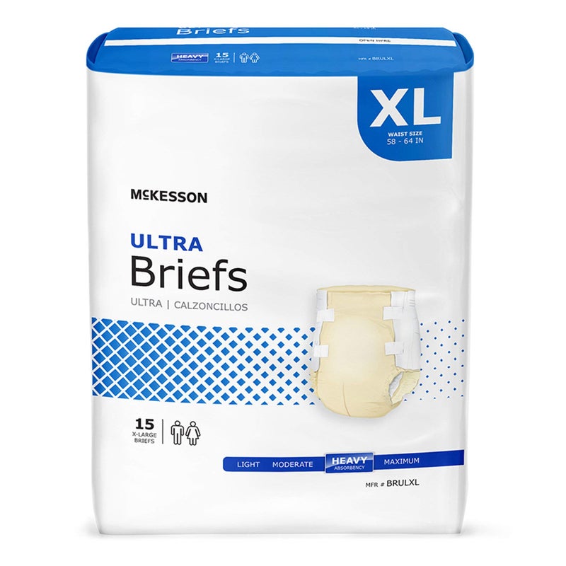 McKesson Ultra Briefs 60 Count XL 5864 in Incontinence Adult Diapers with Tabs Heavy Absorbency Unisex Disposable Elastic Leg Gathers and Contoured Fit for Men and Women - Image 3