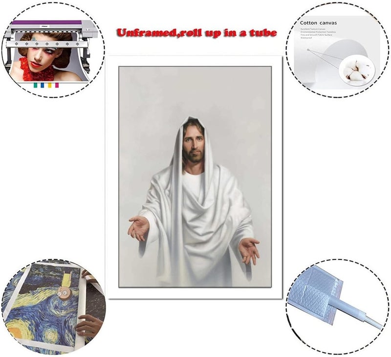 FireDeer Catholic Jesus Poster Print On Canvas Painting Christian God Pictures for Living Room No Frame (Sacred Heart of Jesus-4,24x36inch) - Image 2