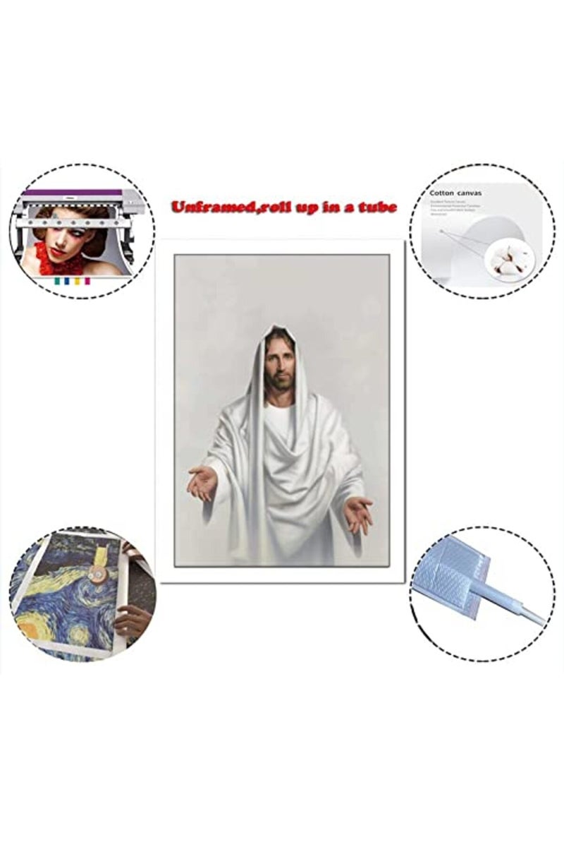 FireDeer Catholic Jesus Poster Print On Canvas Painting Christian God Pictures for Living Room No Frame (Sacred Heart of Jesus-4,24x36inch) - Image 2