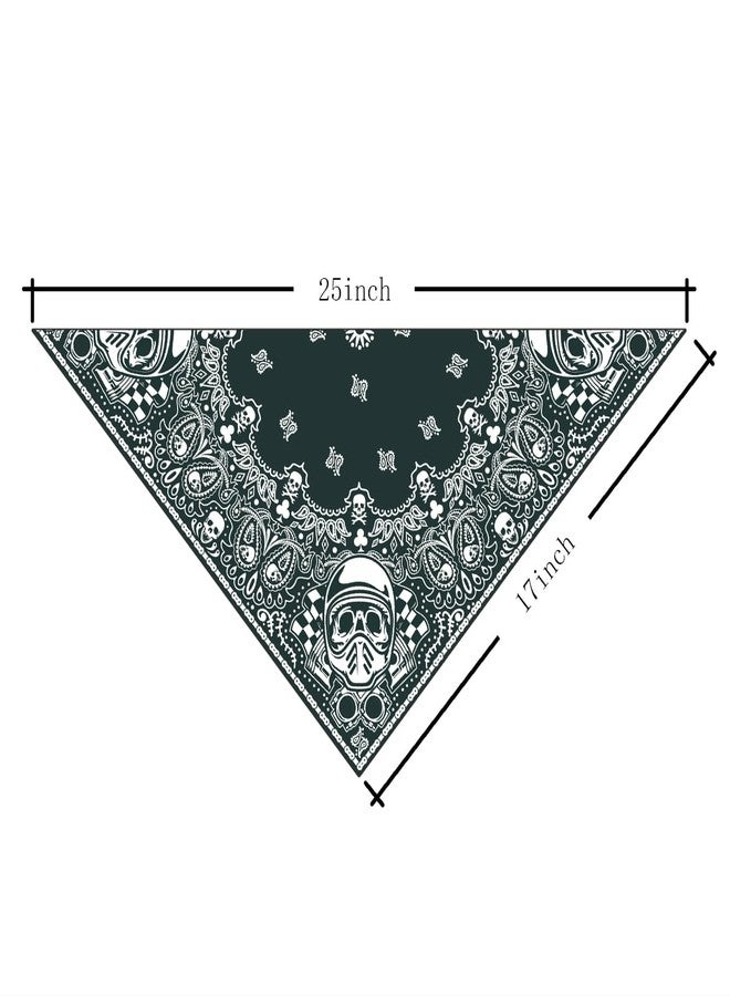 ZPPRJF Skull Dog Bandana, Vintage Paisley Pet Triangle Scarf, Gothic Punk Green Pet Bandana, Cool Dog Accessories, Adjustable Triangle Dogs Scarf for Small Medium Dogs - Image 2