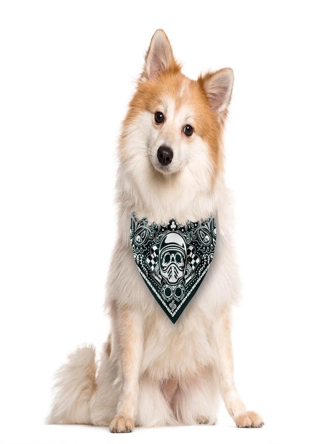 ZPPRJF Skull Dog Bandana, Vintage Paisley Pet Triangle Scarf, Gothic Punk Green Pet Bandana, Cool Dog Accessories, Adjustable Triangle Dogs Scarf for Small Medium Dogs - Image 4