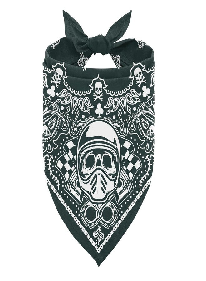 ZPPRJF Skull Dog Bandana, Vintage Paisley Pet Triangle Scarf, Gothic Punk Green Pet Bandana, Cool Dog Accessories, Adjustable Triangle Dogs Scarf for Small Medium Dogs - Image 1