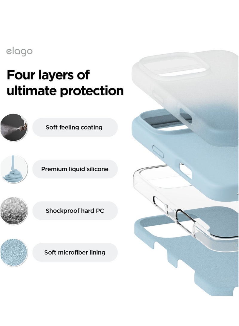 Elago Liquid Silicone for iPhone 16 Pro MAX Case Cover Full Body Protection, Shockproof, Slim, Anti-Scratch Soft Microfiber Lining - Sky Blue - Image 4