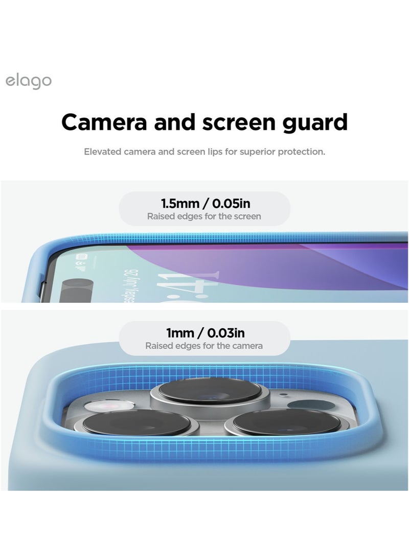 Elago Liquid Silicone for iPhone 16 Pro MAX Case Cover Full Body Protection, Shockproof, Slim, Anti-Scratch Soft Microfiber Lining - Sky Blue - Image 5