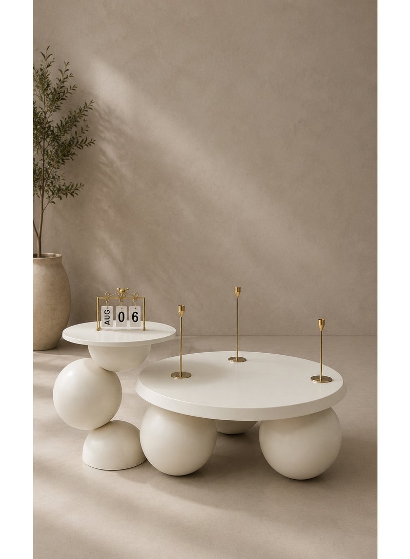 Two Natural Wood Coffee Tables In A Soft White Finish