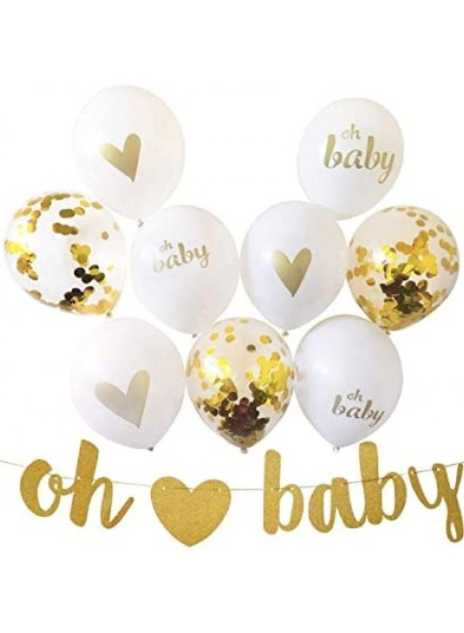 DecoLoral DECOR ME Baby Shower/ Gender reveal Decorations Set with Confetti, Latex balloons, Ribbons and Glue dot. - Image 1
