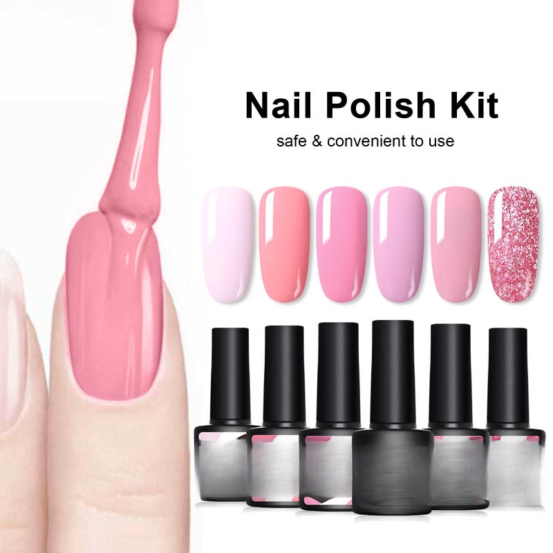 8.5ml Nail Polish Kit Soak Off Nail Gel Set Starter Kit with Assorted Color Nail Polish 6 Bottles - Image 5