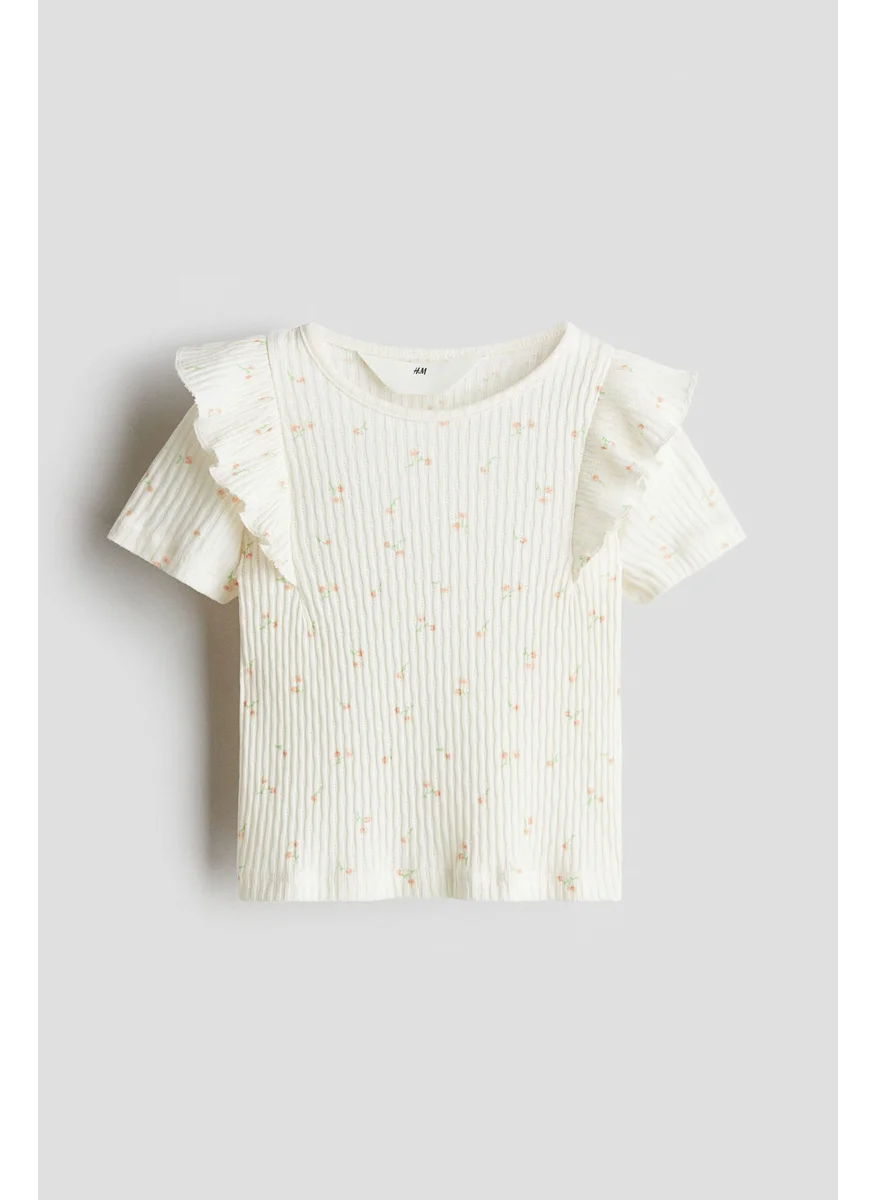 اتش اند ام Flounce-Trimmed Cotton Top