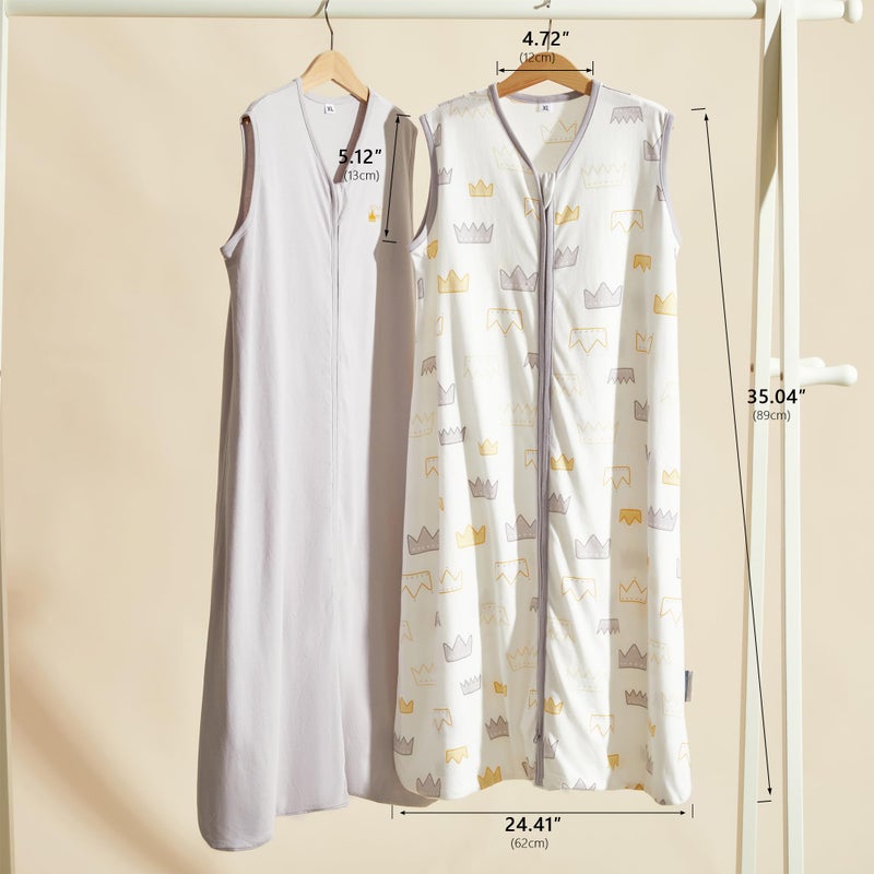 TILLYOU Sleep Sack 18-24 Months - 0.5 TOG Baby Wearable Blanket with 2-Way Zipper, Extra Soft Cotton Sleeveless Sleeping sack 2 Pack, Gray Grown - Image 3