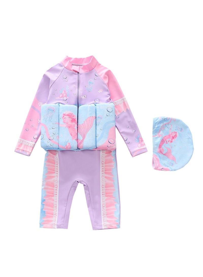Bluejw One-Piece Floatation Swimsuit Float Suit With Adjustable Buoyancy Bathing Suit Cartoon Short Sleeve Swimwear Jumpsuit Cartoon Swimsuit For Girls - Image 1