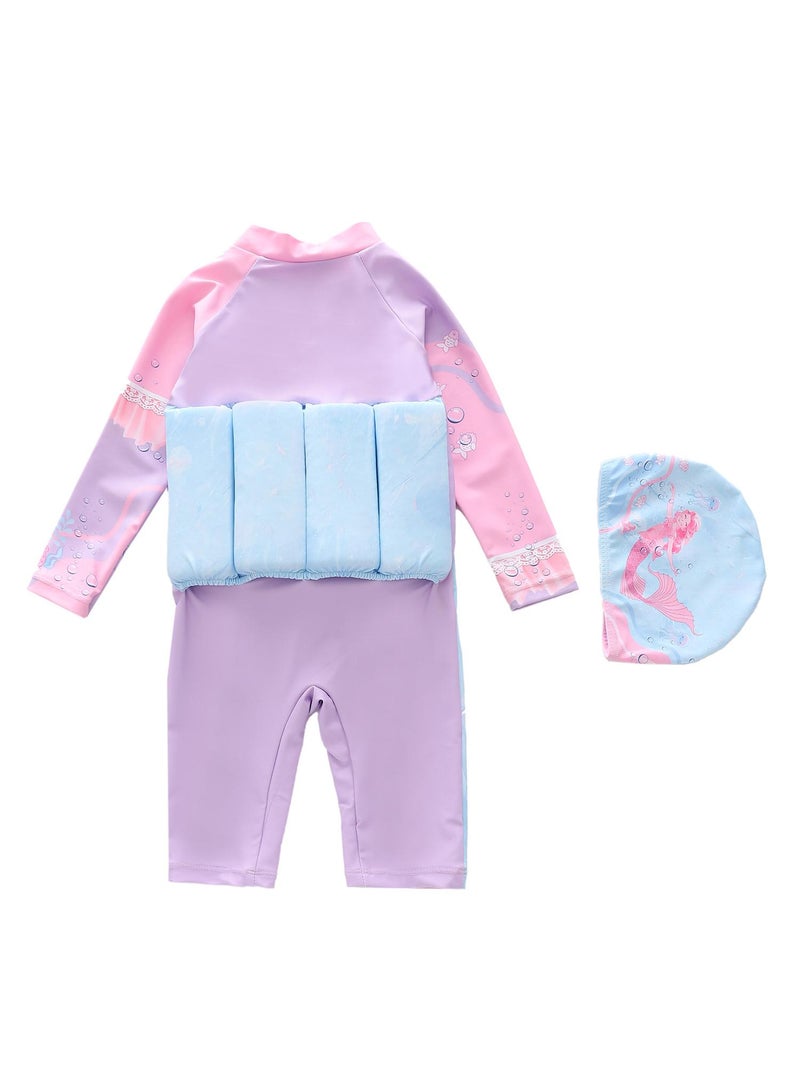 Bluejw One-Piece Floatation Swimsuit Float Suit With Adjustable Buoyancy Bathing Suit Cartoon Short Sleeve Swimwear Jumpsuit Cartoon Swimsuit For Girls - Image 2