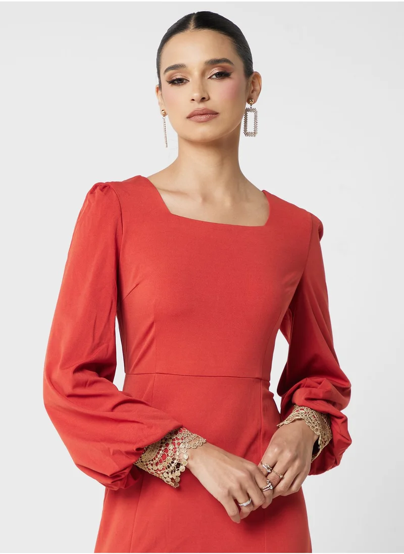 Khizana Puff Sleeve Mermaid Dress