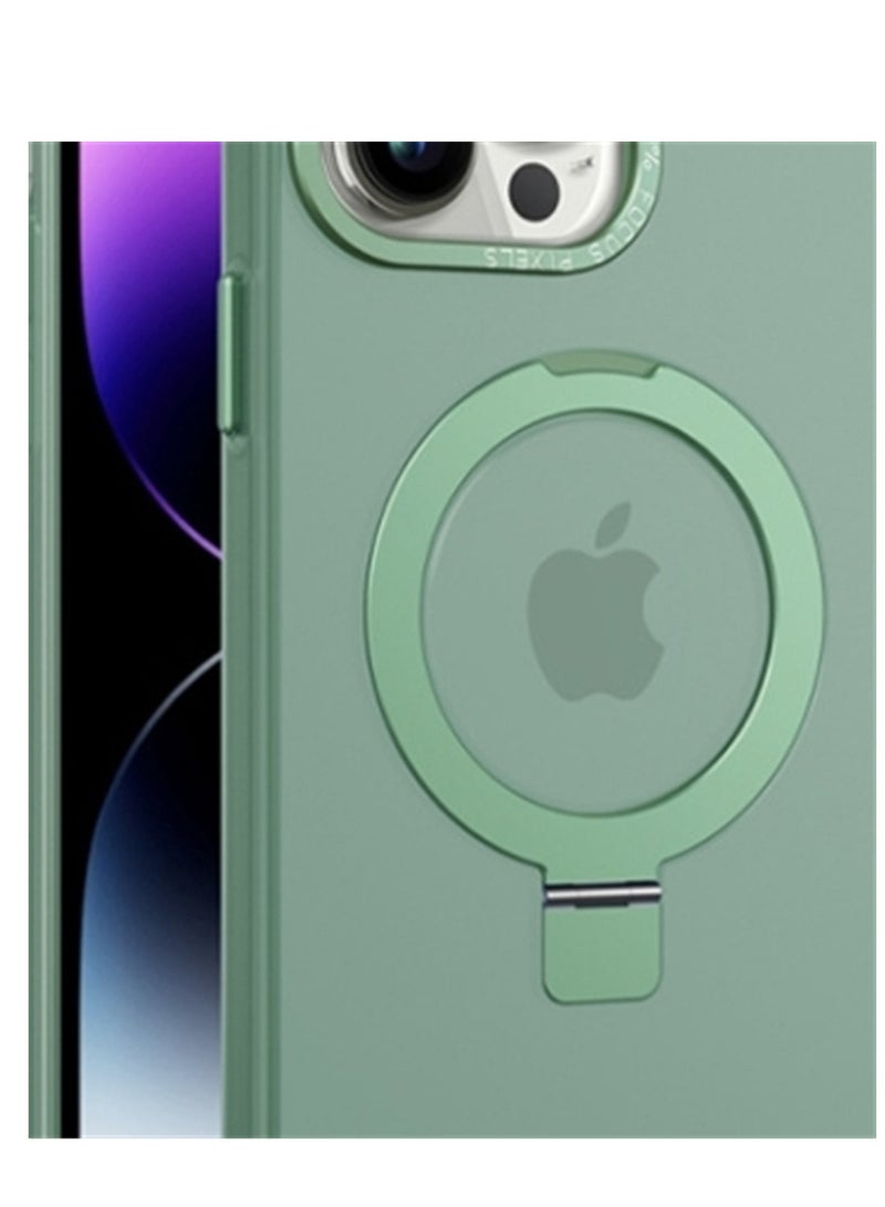 Apple frosted all-inclusive lotus leaf stand magnetic phone case suitable for iPhone 13/iphone 14/iphone 15 - Image 3