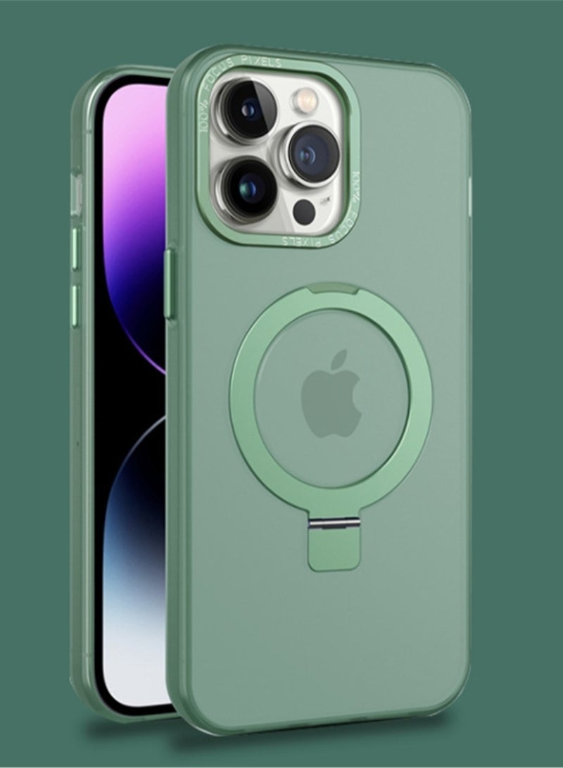 Apple frosted all-inclusive lotus leaf stand magnetic phone case suitable for iPhone 13/iphone 14/iphone 15 - Image 2