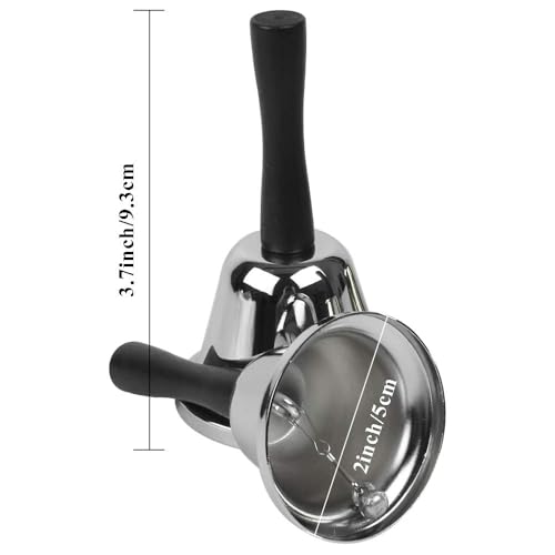 Aulufft Metal Hand Bell Bulk for Adults Aulufft 30Pcs Silver Steel Service Hand Bells with Black Wooden Bell for School Church Adults Classroom Wedding Decorative - Image 3