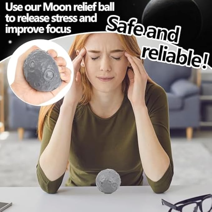 HSLCGF 10 Pack Moon Stress Balls 2.8 inch Hand Muscle Exercise Pressure Ball Soft Foam Squeeze Balls Stress Relief Anxiety Fidget Relief Squeeze Ball for Student Adults School Office (Grey, 10) - Image 5