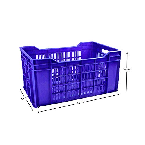 URMILA PLASTIC Heavy Duty Plastic Multipurpose Rectangular Crates Storage & Organizer (54x36x29cm, Blue) - Set of 2 - Image 2