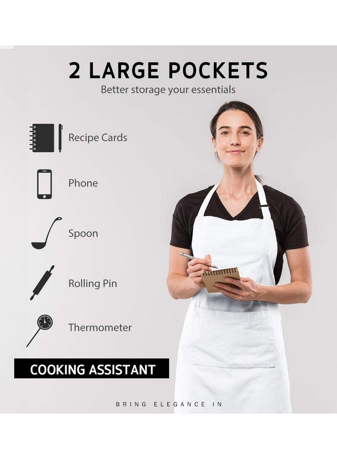 Syntus Syntus 12 Pack Bib Apron, Unisex Aprons Adjustable Waterdrop Resistant with 2 Pockets Cooking Kitchen Apron for Chef, BBQ Drawing Apron Bulk, White  - Image 4